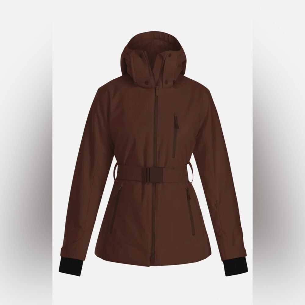 Halfdays Aston Jacket Belted Ski Jacket Brown Spiked Cocoa Medium Waterproof - Picture 2 of 9